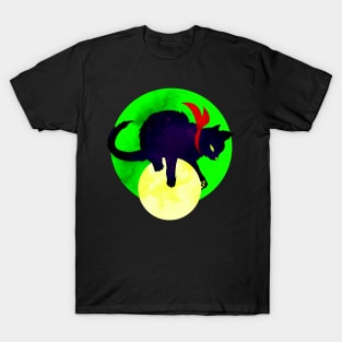 A Shadow in the Moon Cat Illustration T-Shirt